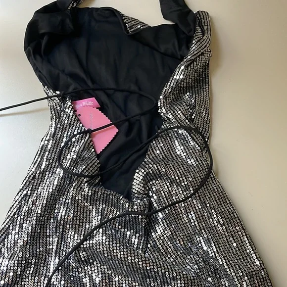 Dollskill Silver Sequin Halter Dress - Picture 4 of 4